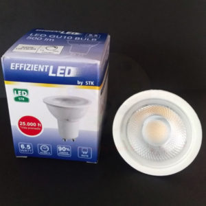 FOCO EFFIZIENT LED, GU10, 6.5W,  3000K, 500Lm, 38°, IRC80, 120V, DIMM