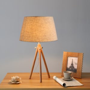 Lampara de mesa LAIA, madera/blanca,1 x  E27, H630*D390mm