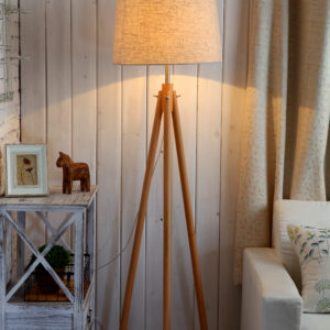 Lampara de pie LAIA, madera/blanca,1 x  E27, H1630*D440mm