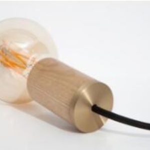 Colgante OH, acabado madera, 55x80mm, L1200mm, 120V, c/cable Textil negro.